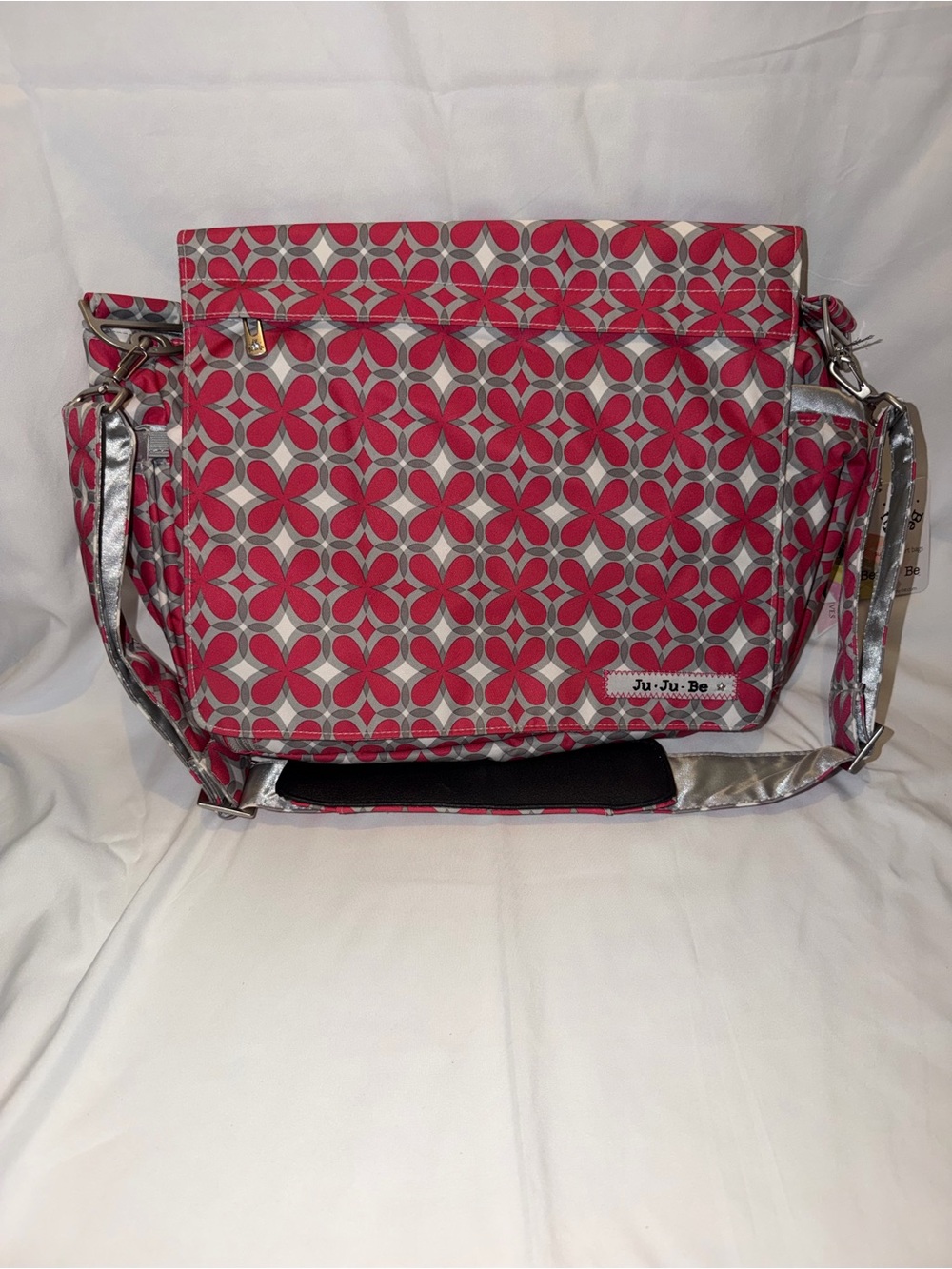 Ju Ju Be Better Be Messenger Diaper Bag - Pink Pinwheels - NWT - Discontinued